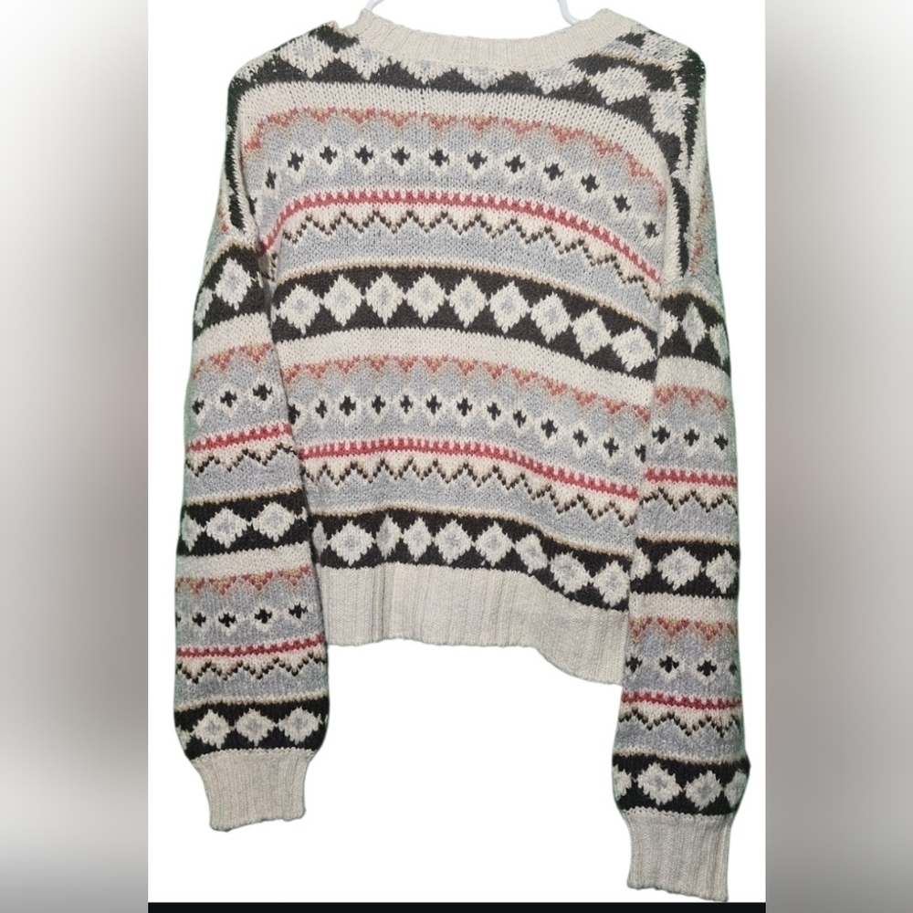 American Eagle Outfitters Cream and Brown Cardigan XS Oversized PTP 24 Length 22 - Picture 5 of 5